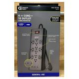 Commercial Electric 6 FT Cord + 12 Outlet Surge Protector