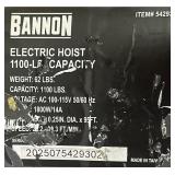 Bannon Compact Electric Cable Hoist, 1100-Lb. Capacity, 95ft. Lift, 110 Volts, 1 Phase #54293 Msrp $1,299.99