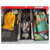 Craftsman Toolbox Contents - Leather Welding Gloves, Work Gloves, Air Blow Gun & Accessories
