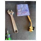 Green-Handle Screwdrivers Set with Adjustable Wrench & Orange Pliers