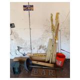 BAR Sign on Weathered Wood with Vikings #1 FAN Plate & Salvage Lumber Lot