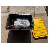 Wood-Handled Hand Tools - Set in Black Storage Tote with Yellow Lid