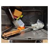 Wood-Handled Hand Tools - Set in Black Storage Tote with Yellow Lid