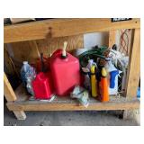 Assorted Automotive Fluids & Cleaning Supplies - Red Jugs, Washer Fluid, Sprays - quantities unverified
