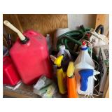 Assorted Automotive Fluids & Cleaning Supplies - Red Jugs, Washer Fluid, Sprays - quantities unverified