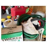 Assorted Automotive Fluids & Cleaning Supplies - Red Jugs, Washer Fluid, Sprays - quantities unverified