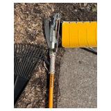 Leaf Rake, Push Broom & Long-Handed Tree Pruner Tool (Lot of 3)