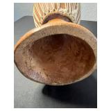 Djembe Drum & Viking Style Glass Beer Drinking Horn on Wood Stand