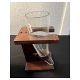 Djembe Drum & Viking Style Glass Beer Drinking Horn on Wood Stand