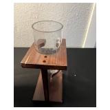 Djembe Drum & Viking Style Glass Beer Drinking Horn on Wood Stand