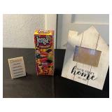 Jenga Truth or Dare - Wood Blocks Game with Desire Tile & Our First Home Sign (Pier 1)