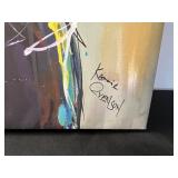 Bear Shelf Sculpture Table with Colorful Abstract Bear Painting