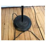 Twin-Head Floor Lamp with Torchiere Shade & Adjustable Reading Arm - Black