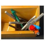 Wooden Desk Organizer with Compartments - Includes Vinyl Record Coasters, DriveIFY Pendant, Candles & Gift Tags