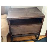 At Home D46 Nightstand - Dark Wood Finish, Open Shelf & Drawer