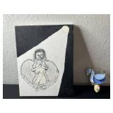 Abstract Canvas Painting & Blue Horse Nightlight