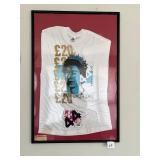Graphic Tee: White T-Shirt with Blue Portrait & Gold £20 Print (Framed)