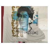 Graphic Tee: White T-Shirt with Blue Portrait & Gold £20 Print (Framed)