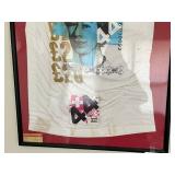 Graphic Tee: White T-Shirt with Blue Portrait & Gold £20 Print (Framed)