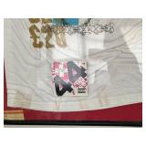 Graphic Tee: White T-Shirt with Blue Portrait & Gold £20 Print (Framed)