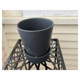 Wrought Iron Plant Stand with Lattice Top - Black Outdoor Garden Decor