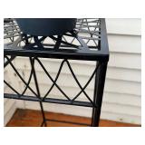 Wrought Iron Plant Stand with Lattice Top - Black Outdoor Garden Decor