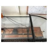 L-Shaped Glass Desk Set, Black Metal Frame - 2-Piece Office Desks - contents not inc