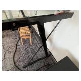 L-Shaped Glass Desk Set, Black Metal Frame - 2-Piece Office Desks - contents not inc