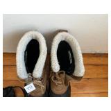 Kamik Winter Boots - Tan Suede, Black Rubber Shell, Fur-Lined, Size US 13 w Snow Cleats