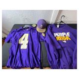 NFL Team Apparel Minnesota Vikings Fan Gear - Favre #4 Favre Jersey, Purple Reign Shirt, Cap & Vikings Ornament
