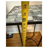 Guitar Print End Table - Square Top, Black Metal Frame