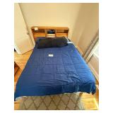 Queen Bed with Oak Headboard & Built-In Storage, 78 in L x 60 in W - inc comforter but does not inc mattress