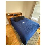 Queen Bed with Oak Headboard & Built-In Storage, 78 in L x 60 in W - inc comforter but does not inc mattress