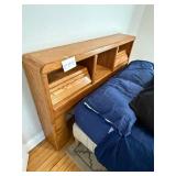 Queen Bed with Oak Headboard & Built-In Storage, 78 in L x 60 in W - inc comforter but does not inc mattress