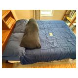 Queen Bed with Oak Headboard & Built-In Storage, 78 in L x 60 in W - inc comforter but does not inc mattress
