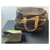 American Flyer Monogram Duffel Bag & Olive Pouch - Vintage Travel Set