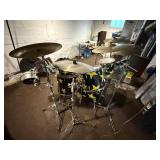 Pearl Drum Kit with Yellow Star Wrap - Cymbals, Hardware & Case Included