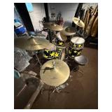 Pearl Drum Kit with Yellow Star Wrap - Cymbals, Hardware & Case Included