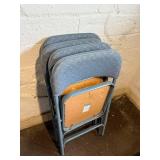 Card Table & Folding Chairs - Blue Upholstered, Stackable - Set of 4