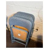 Card Table & Folding Chairs - Blue Upholstered, Stackable - Set of 4