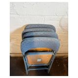 Card Table & Folding Chairs - Blue Upholstered, Stackable - Set of 4