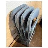 Card Table & Folding Chairs - Blue Upholstered, Stackable - Set of 4