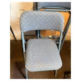 Card Table & Folding Chairs - Blue Upholstered, Stackable - Set of 4