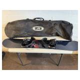 Snowboard With Bindings - Black Top Sheet With Red Graphic, Carry Bag Included