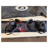 Snowboard With Bindings - Black Top Sheet With Red Graphic, Carry Bag Included
