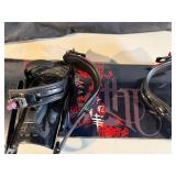 Snowboard With Bindings - Black Top Sheet With Red Graphic, Carry Bag Included