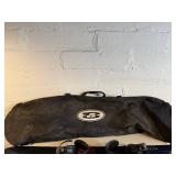 Snowboard With Bindings - Black Top Sheet With Red Graphic, Carry Bag Included