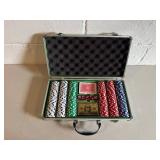 Poker Chip Set In Aluminum Case - Multicolor Chips, Cards, Dice & Play Money