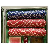 Poker Chip Set In Aluminum Case - Multicolor Chips, Cards, Dice & Play Money
