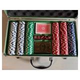 Poker Chip Set In Aluminum Case - Multicolor Chips, Cards, Dice & Play Money